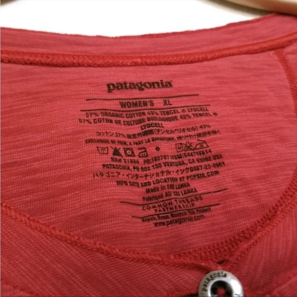 NEW Patagonia Organic Cotton Long-Sleeved Necessity Henley Top Red XL - Picture 2 of 6